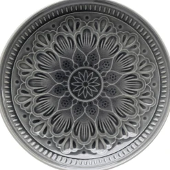 KARE Design Assiette Sicilia Mandala Gris O21Cm New