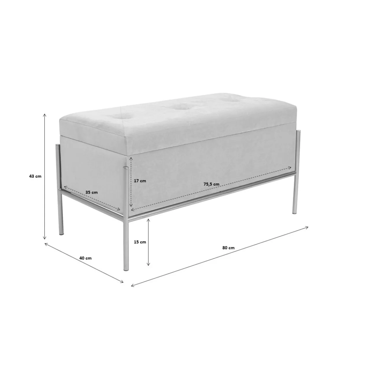 KARE Design Banquette Buttons Storage Noir-Blanc Pm