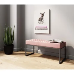 KARE Design Banquette Smart Velours Rose Noir 90Cm Sale