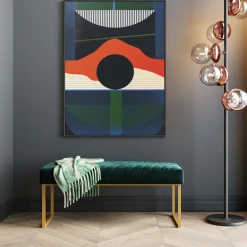 KARE Design Banquette Smart Velours Vert Fonce Laiton 90Cm Hot