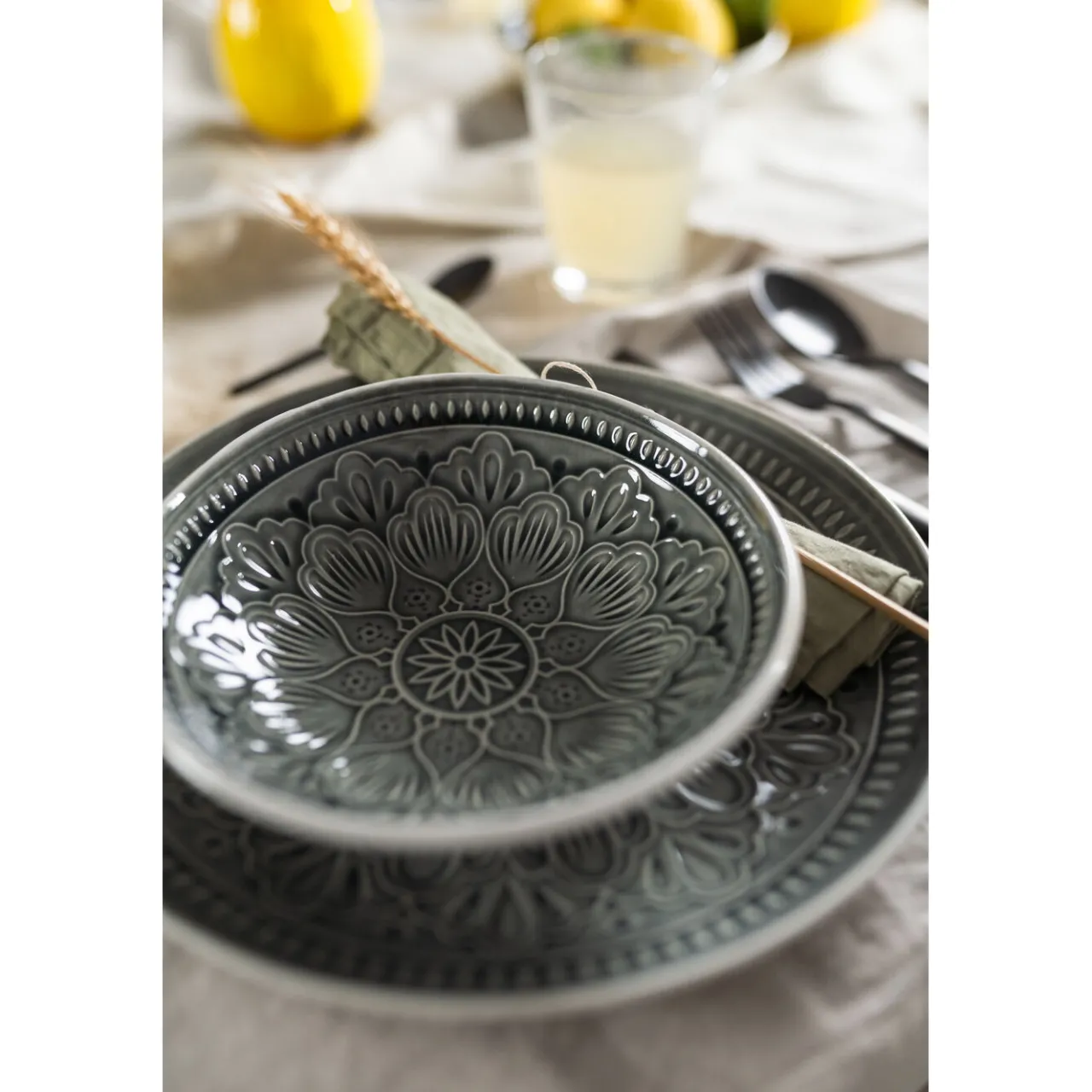 KARE Design Bol Sicilia Mandala Gris O18 Discount