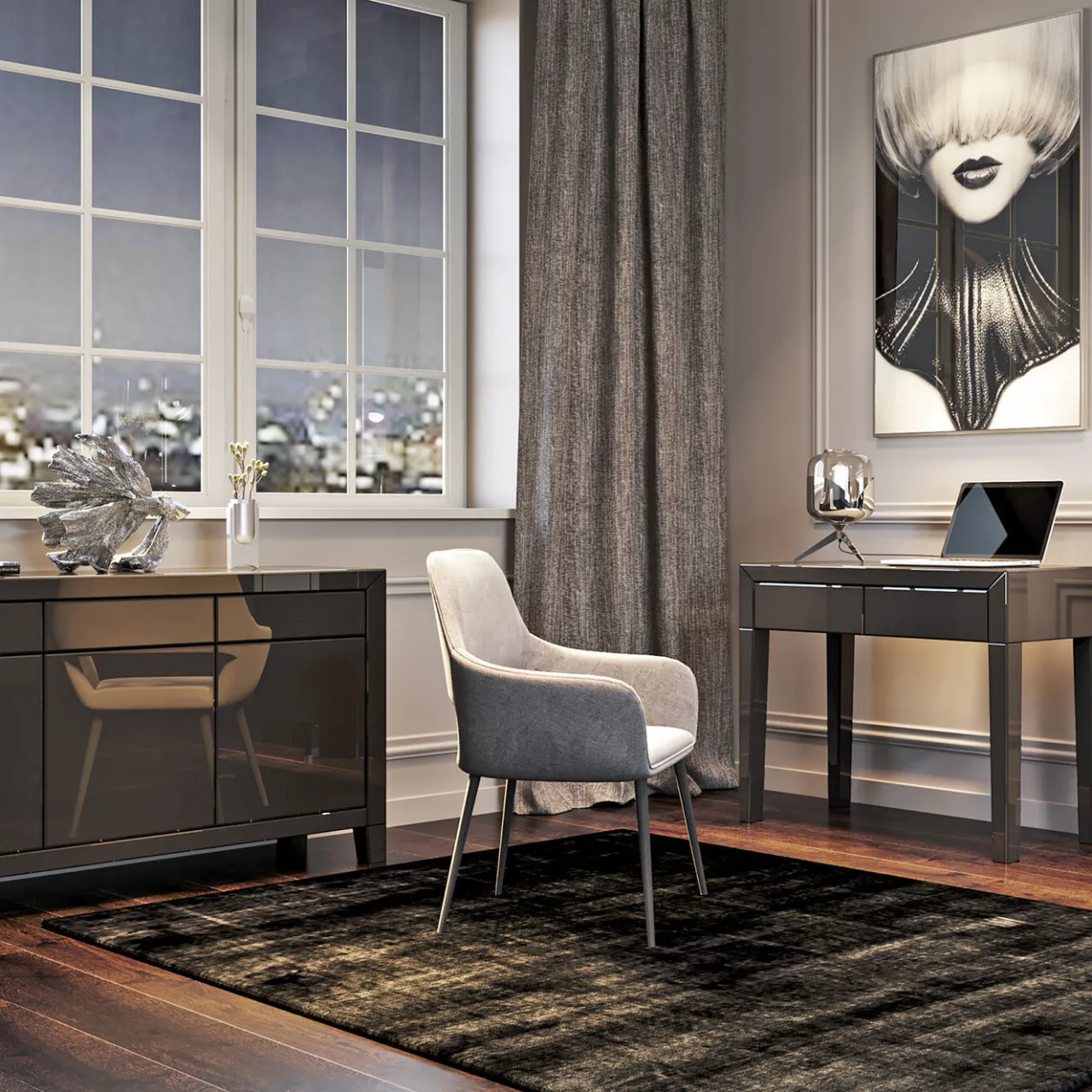 KARE Design Buffet Luxury Push Gris New