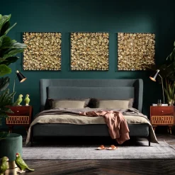 KARE Design Cadre Décoratif Gold Flower 80X80Cm New