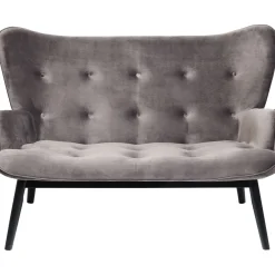 KARE Design Canapés Black Vicky 2-Places Velours Gris Outlet