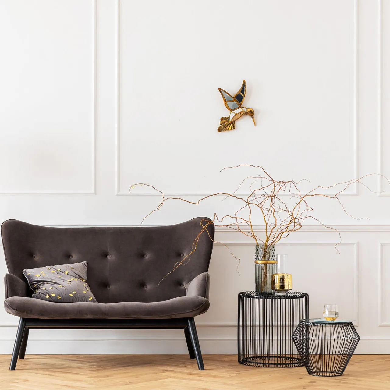 KARE Design Canapés Black Vicky 2-Places Velours Gris Outlet