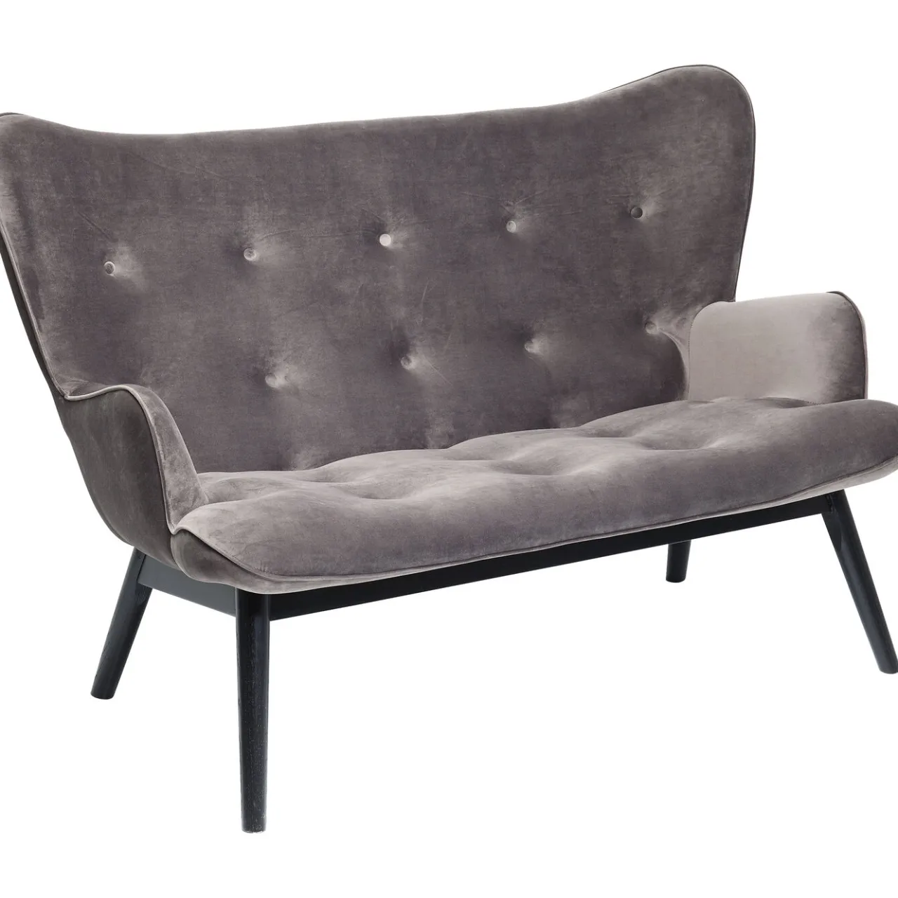 KARE Design Canapés Black Vicky 2-Places Velours Gris Outlet