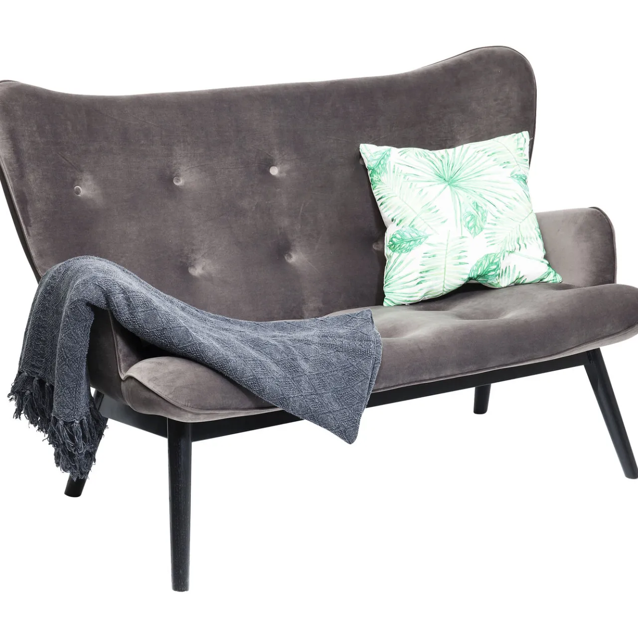 KARE Design Canapés Black Vicky 2-Places Velours Gris Outlet