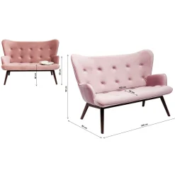 KARE Design Canapés Black Vicky 2-Places Velours Gris Outlet