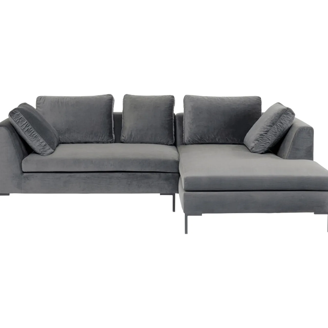 KARE Design Canapés D Angle Gianni Pm Velours Gris Droite New