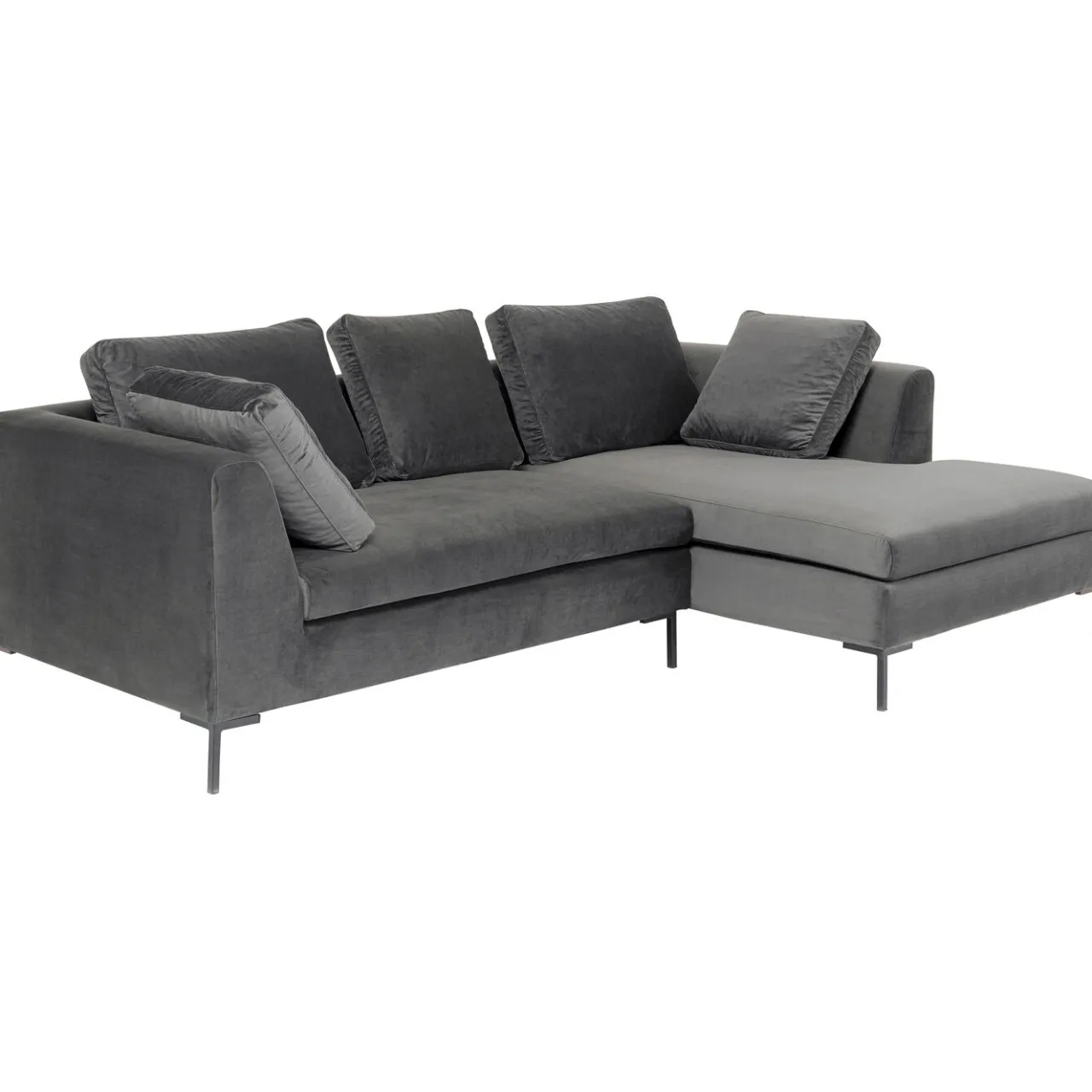 KARE Design Canapés D Angle Gianni Pm Velours Gris Droite New