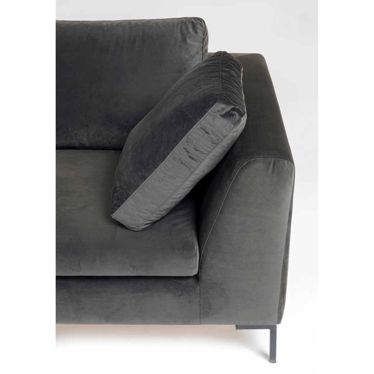 KARE Design Canapés D Angle Gianni Pm Velours Gris Droite New