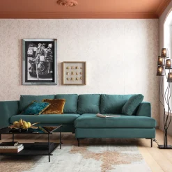KARE Design Canapés D Angle Gianni Velours Vert Gauche Noir New