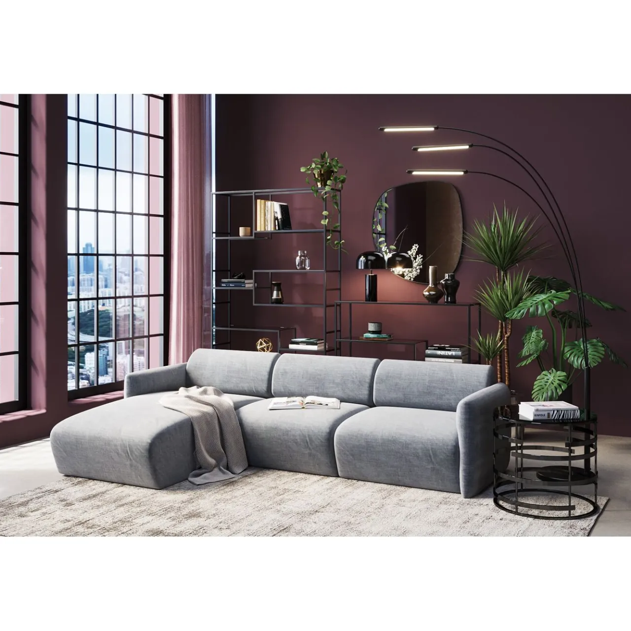 KARE Design Canapés D Angle Lucca Gris Gauche 255Cm Outlet