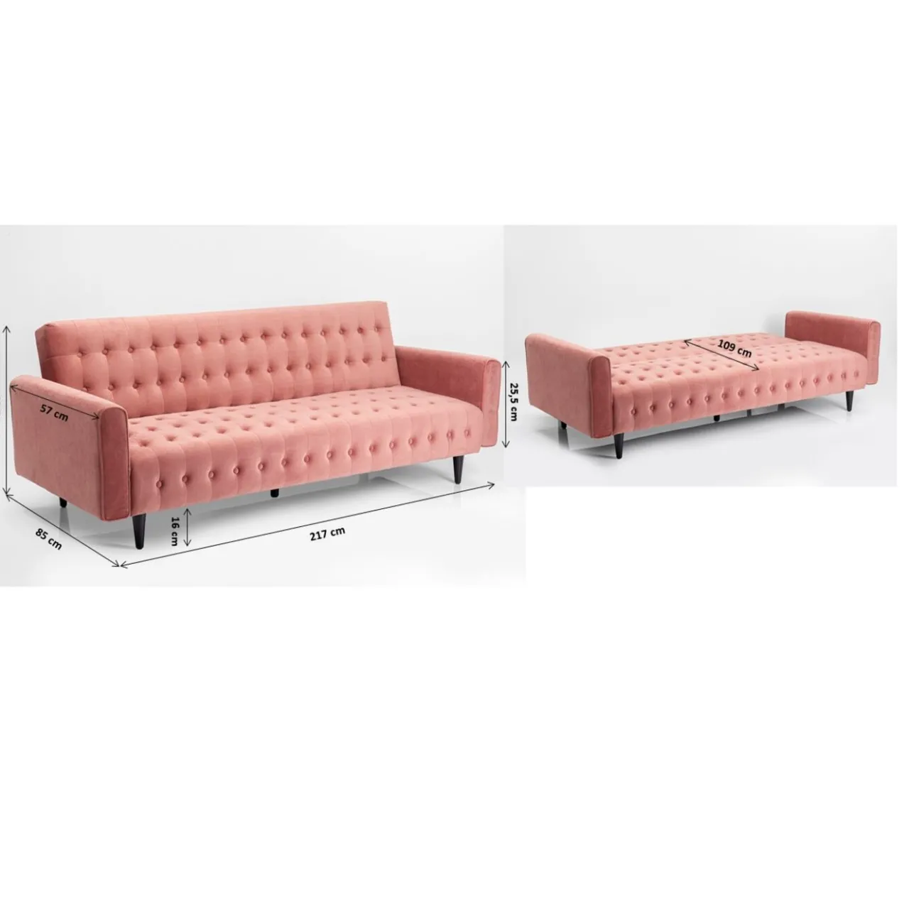 KARE Design Canapés-Lit Milchbar Mauve 219Cm New