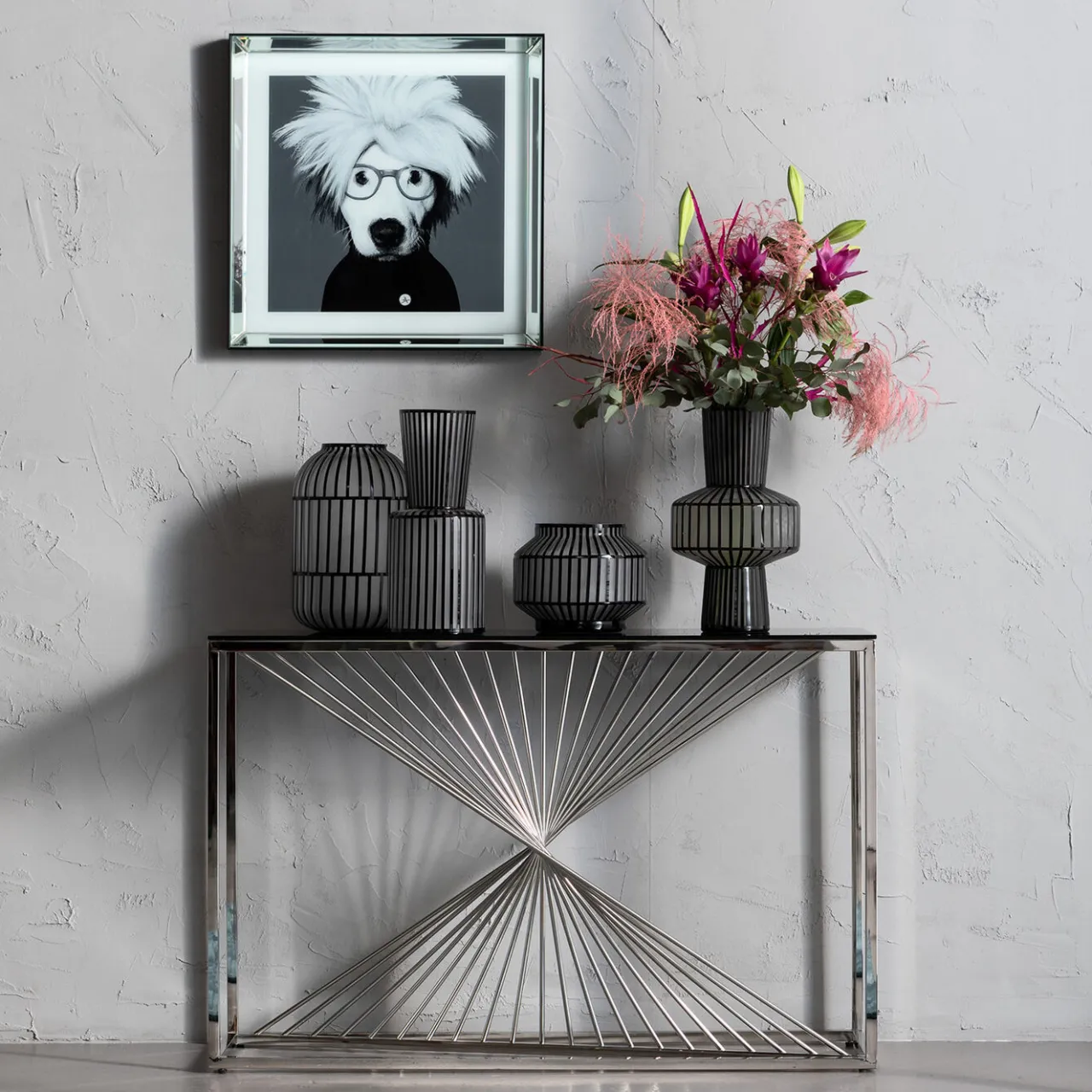 KARE Design Console Laser Argente-Verre Clair 120X40 Best