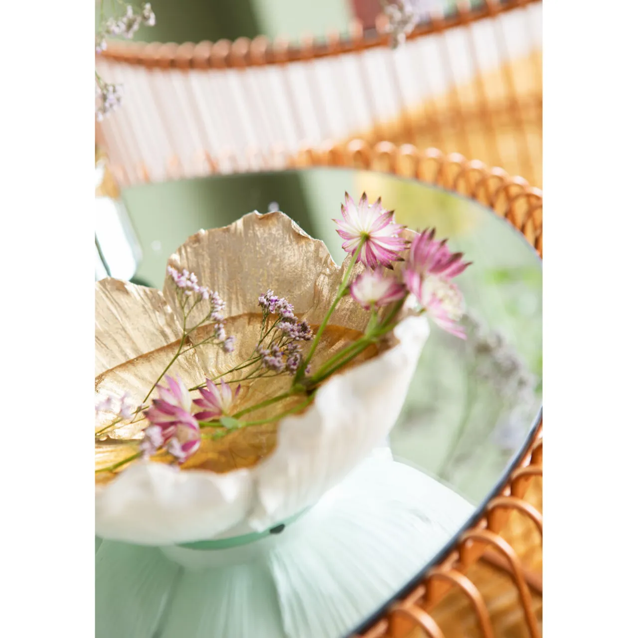 KARE Design Coupe Décorative Flower Bloom Creme-Dore O20Cm New