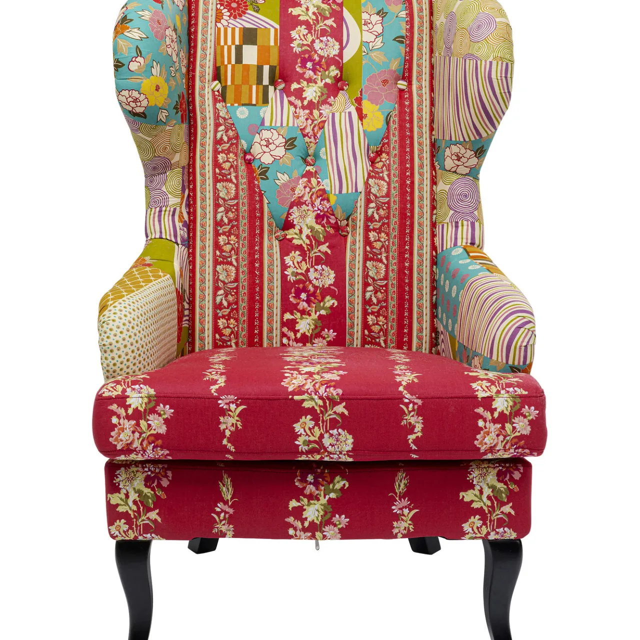 KARE Design Fauteuil À Oreilles Patchwork Rouge Hot