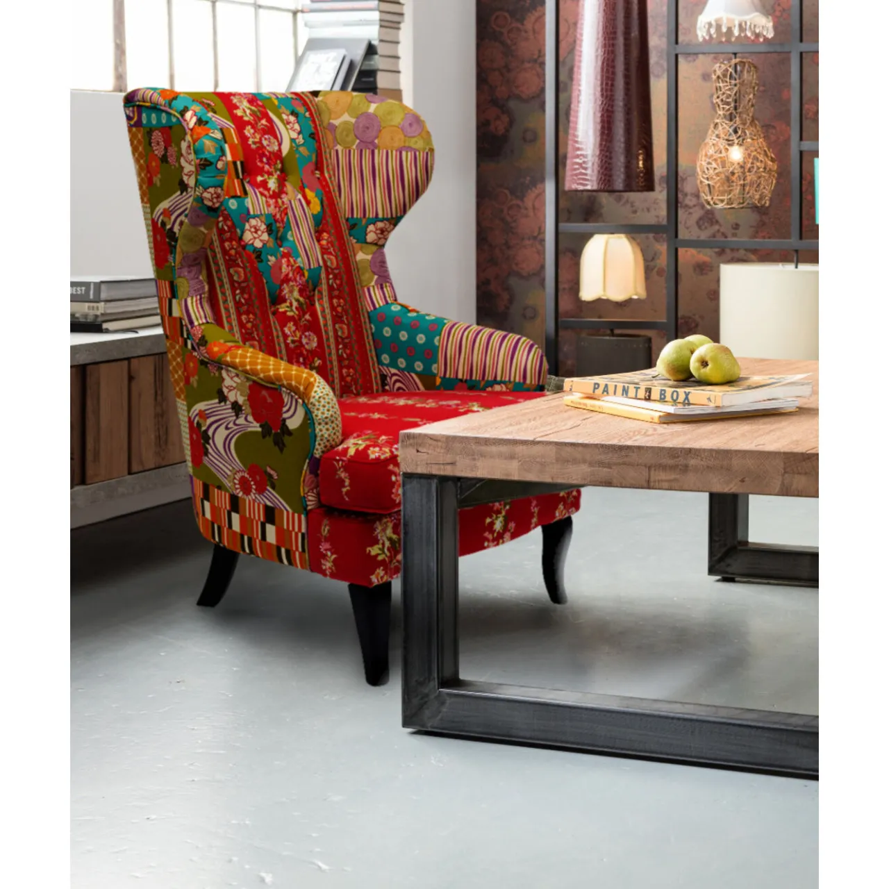 KARE Design Fauteuil À Oreilles Patchwork Rouge Hot