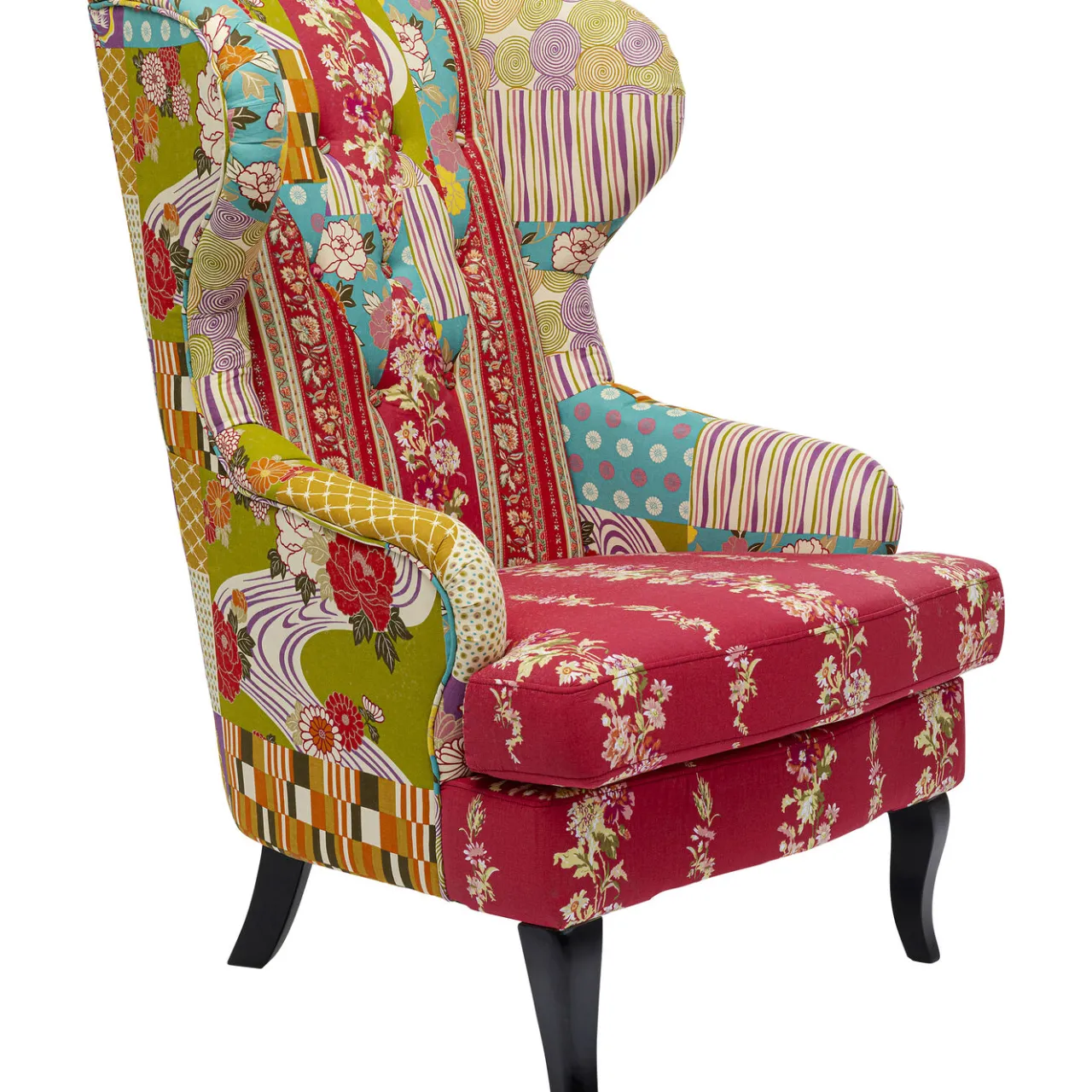 KARE Design Fauteuil À Oreilles Patchwork Rouge Hot