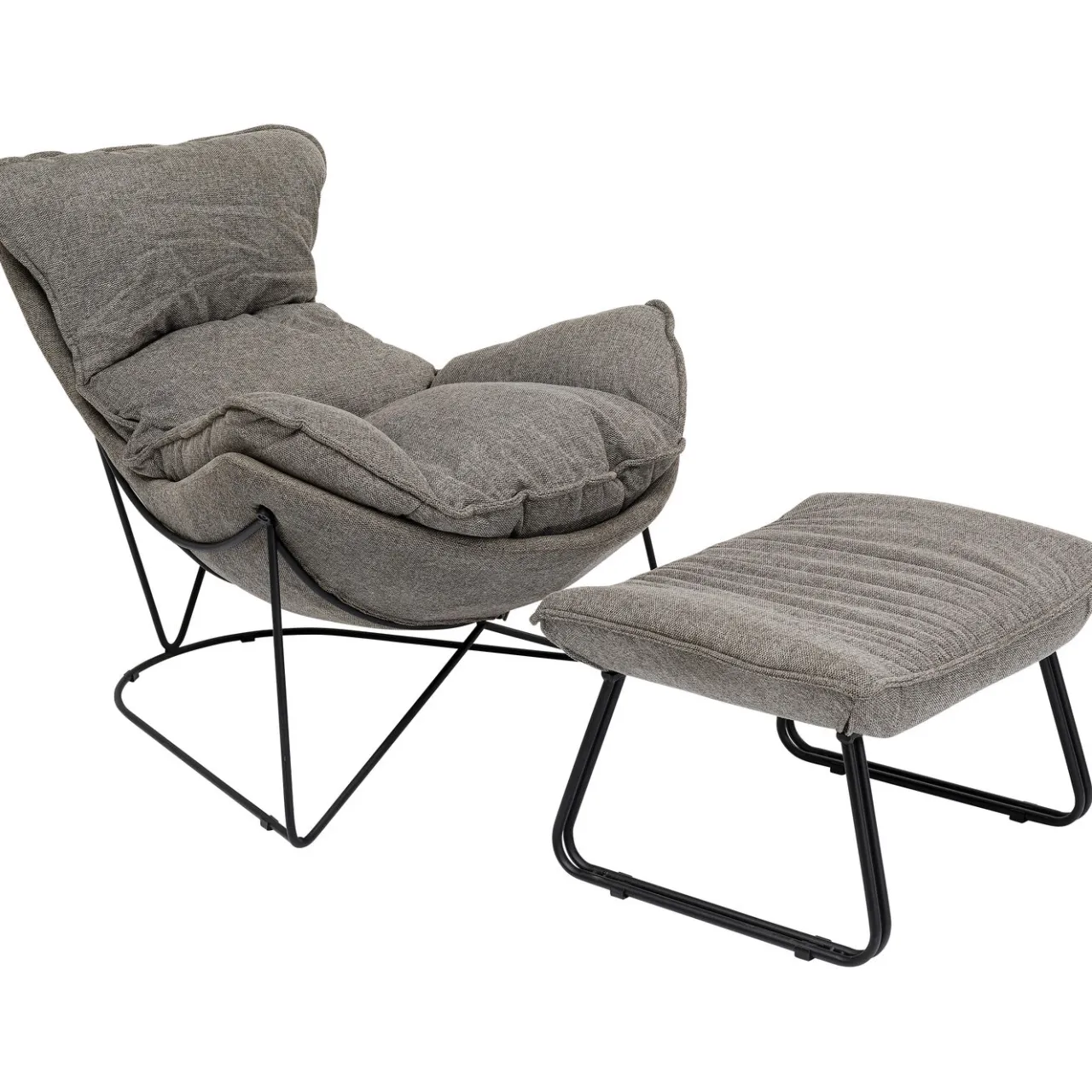 KARE Design Fauteuil Avec Repose-Pied Snuggle Gris (2/Parts) Outlet