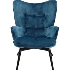 KARE Design Fauteuil Black Vicky Velours Petrole New