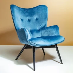 KARE Design Fauteuil Black Vicky Velours Petrole New