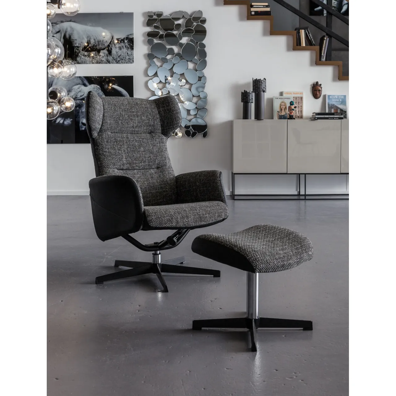 KARE Design Fauteuil Pivotant Et Repose-Pieds Ohio Salt And Pe Clearance
