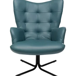 KARE Design Fauteuil Pivotant Oscar Cuir Bleu New