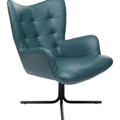 KARE Design Fauteuil Pivotant Oscar Cuir Bleu New