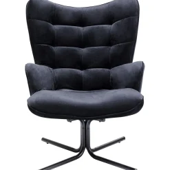KARE Design Fauteuil Pivotant Oscar Velours Noir Discount