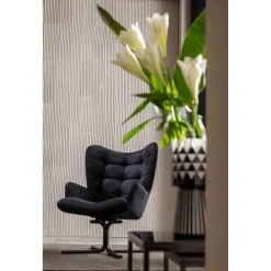 KARE Design Fauteuil Pivotant Oscar Velours Noir Discount