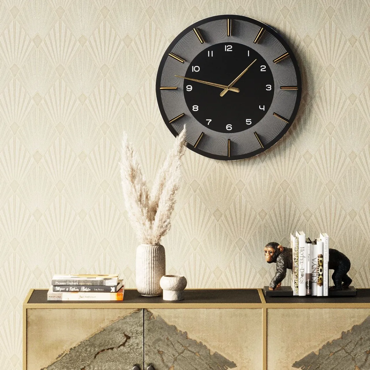 KARE Design Horloge Murale Lio Noir O60Cm Online