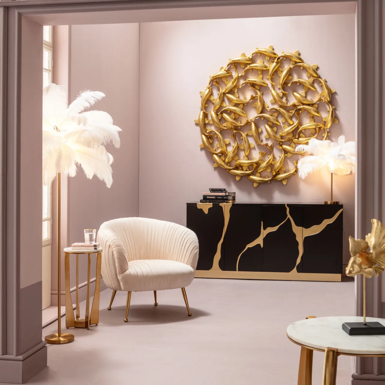 KARE Design Lampadaire Feather Palm Blanc 165Cm Hot