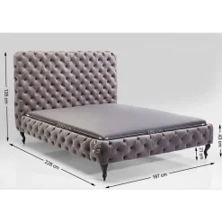 KARE Design Lit Desire Haut Gris Argente 180X200Cm New
