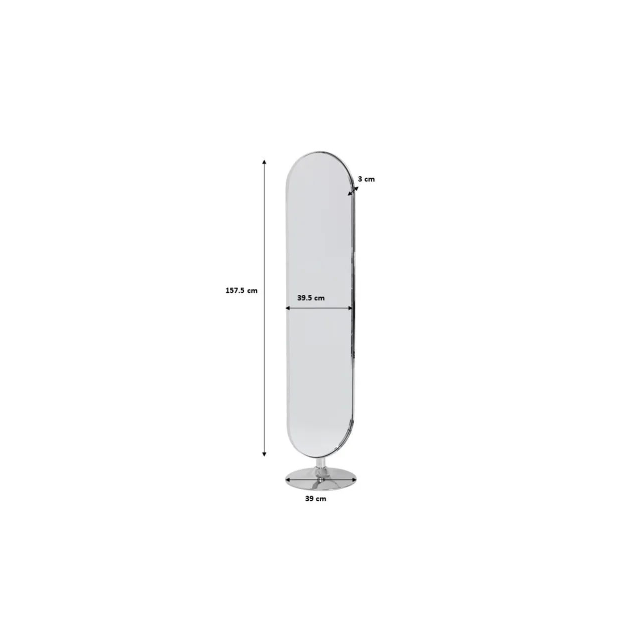 KARE Design Miroir Sur Pied Curvy Acier Poli 40X170Cm Discount