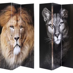 KARE Design Paravent King Lion Vs Cat Girl 120X180 New