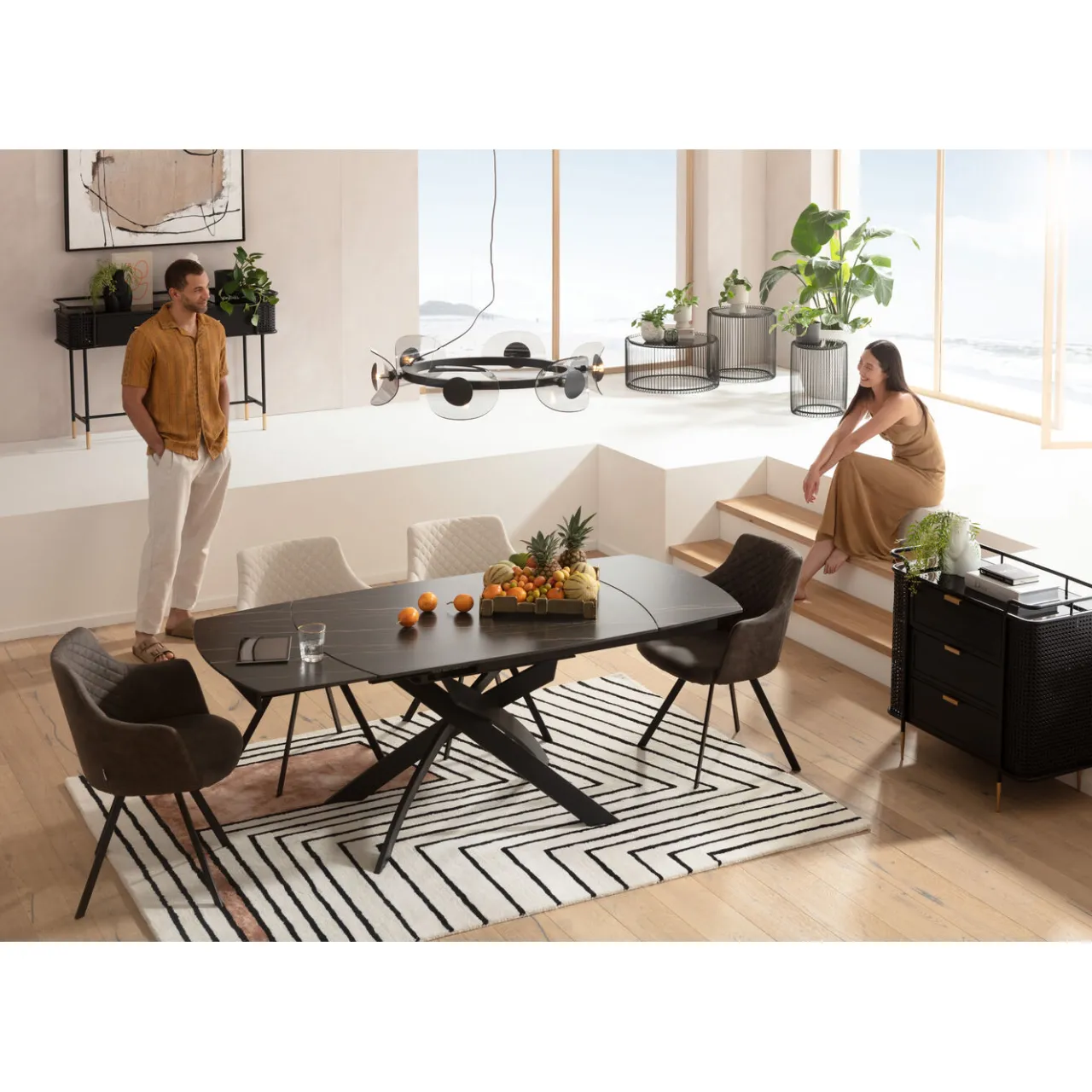 KARE Design Table A Rallonges Twist Noir 120(30+30)X90Cm Online