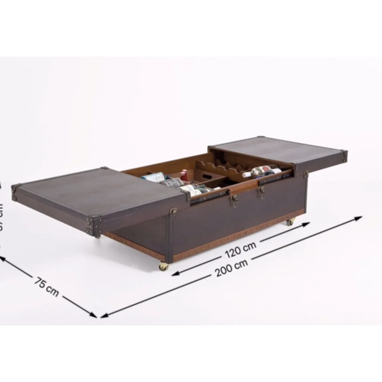KARE Design Table Basse Bar Globetrotter 120X75Cm New