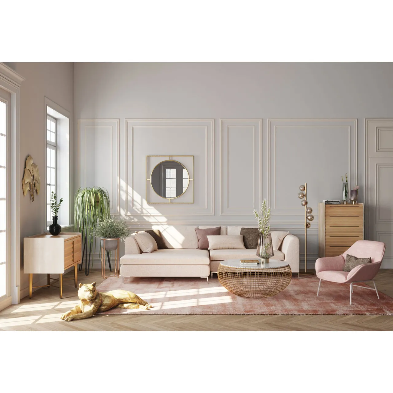 KARE Design Table Basse Cesta Marble Dore O100Cm New
