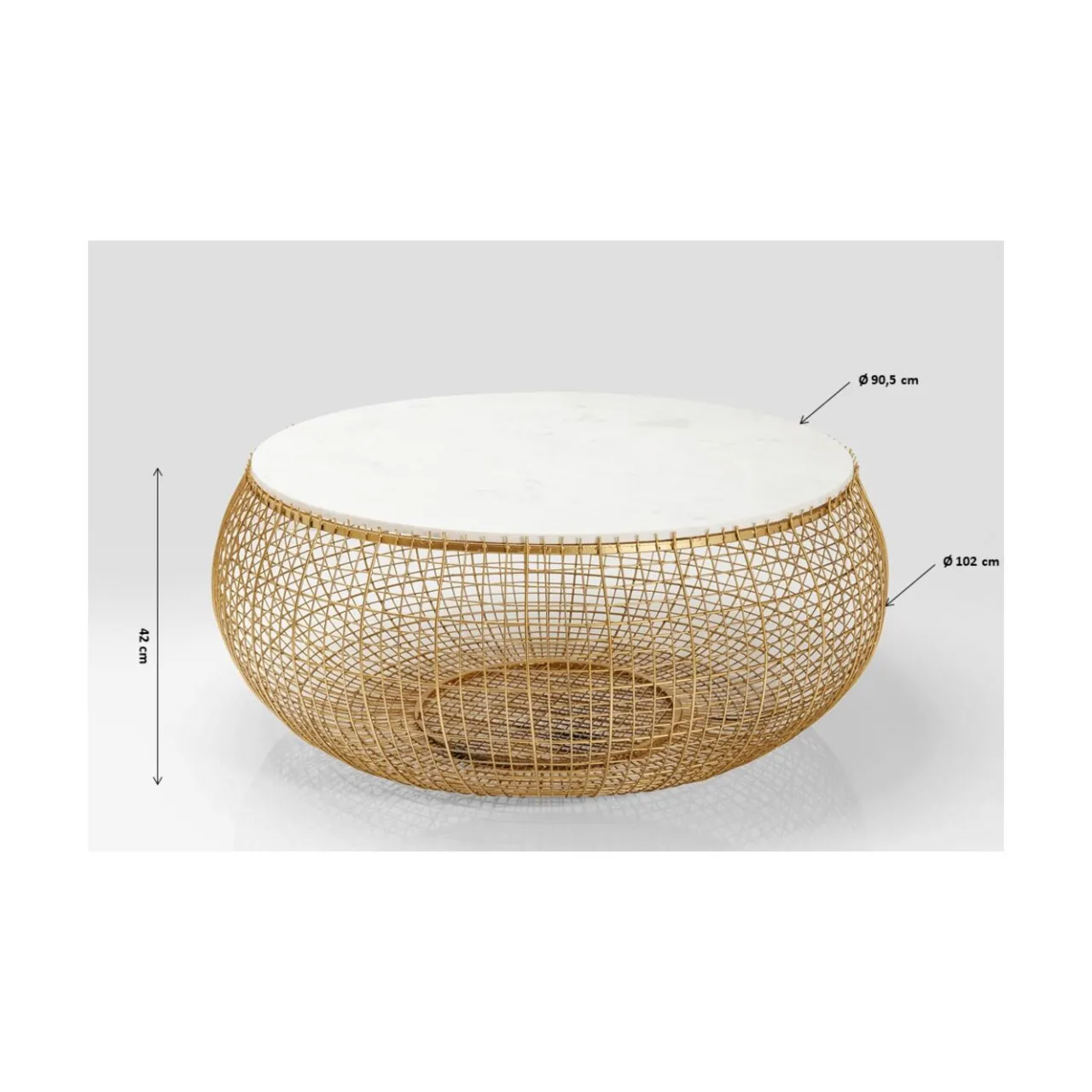 KARE Design Table Basse Cesta Marble Dore O100Cm New
