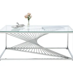 KARE Design Table Basse Laser Argente-Verre Clair 120X60Cm New