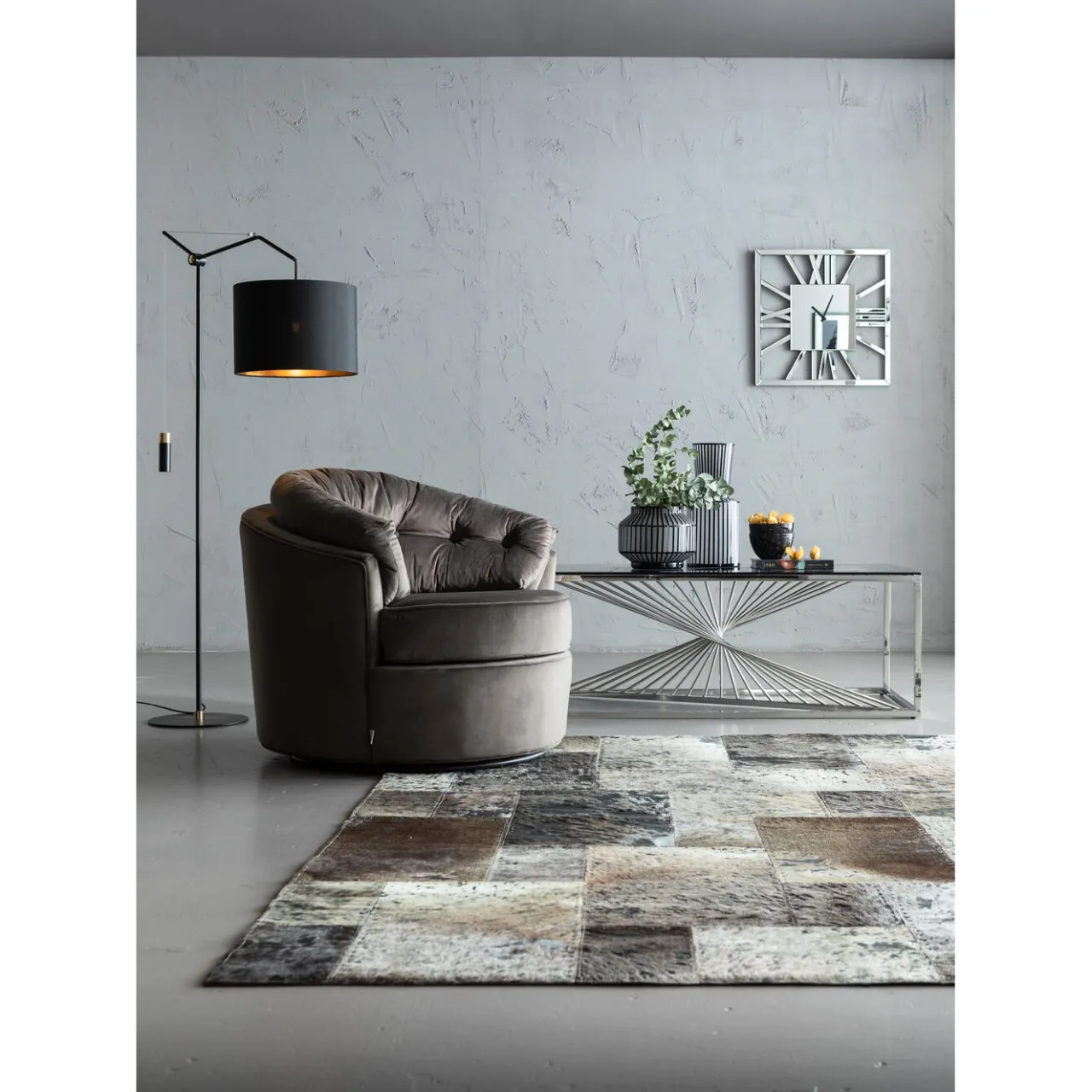 KARE Design Table Basse Laser Argente-Verre Clair 120X60Cm New