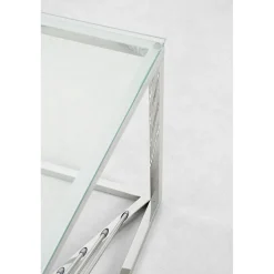 KARE Design Table Basse Laser Argente-Verre Clair 120X60Cm New