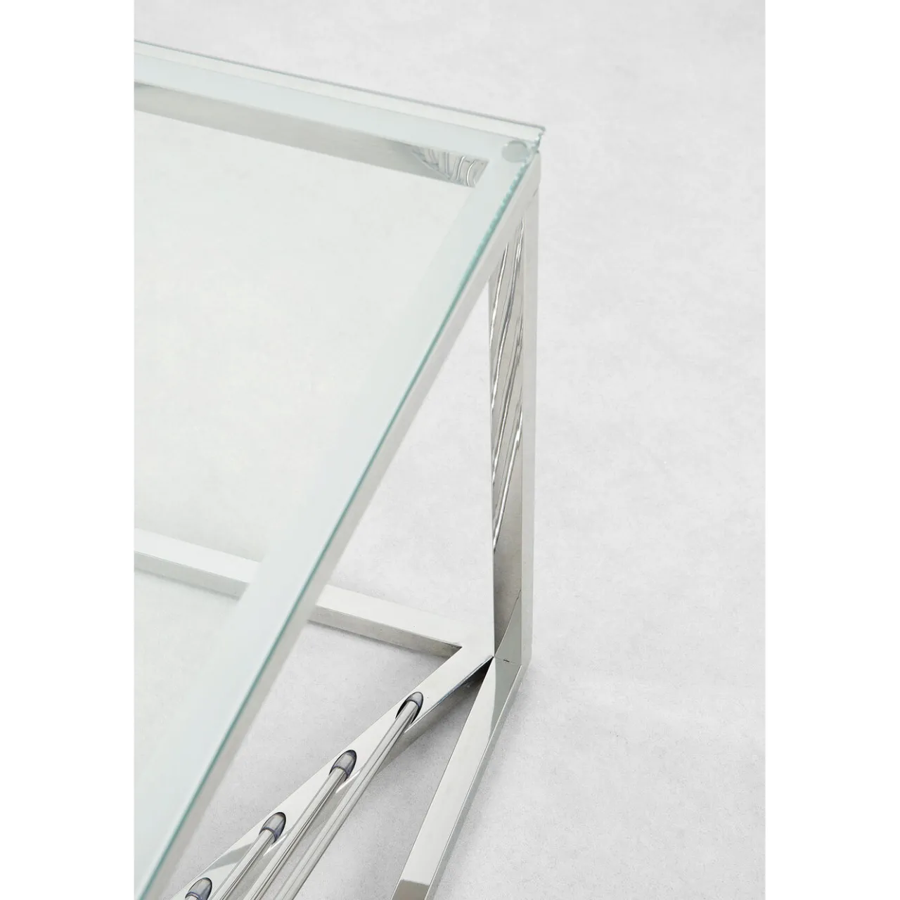 KARE Design Table Basse Laser Argente-Verre Clair 120X60Cm New