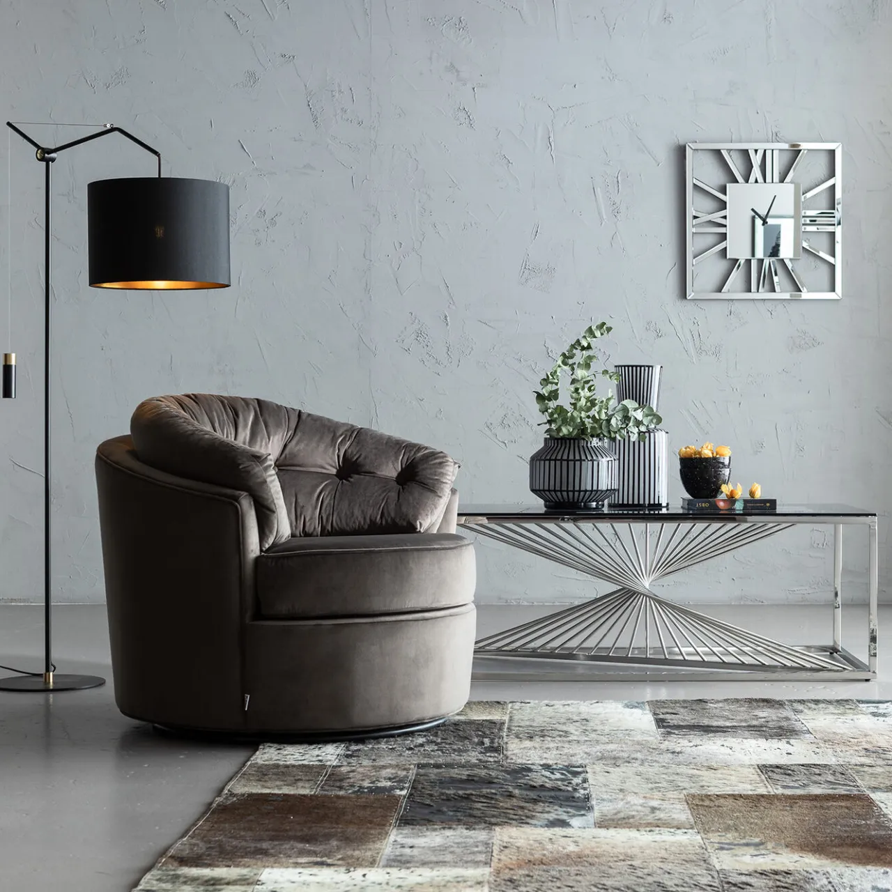 KARE Design Table Basse Laser Argente-Verre Clair 120X60Cm New