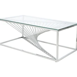 KARE Design Table Basse Laser Argente-Verre Clair 120X60Cm New