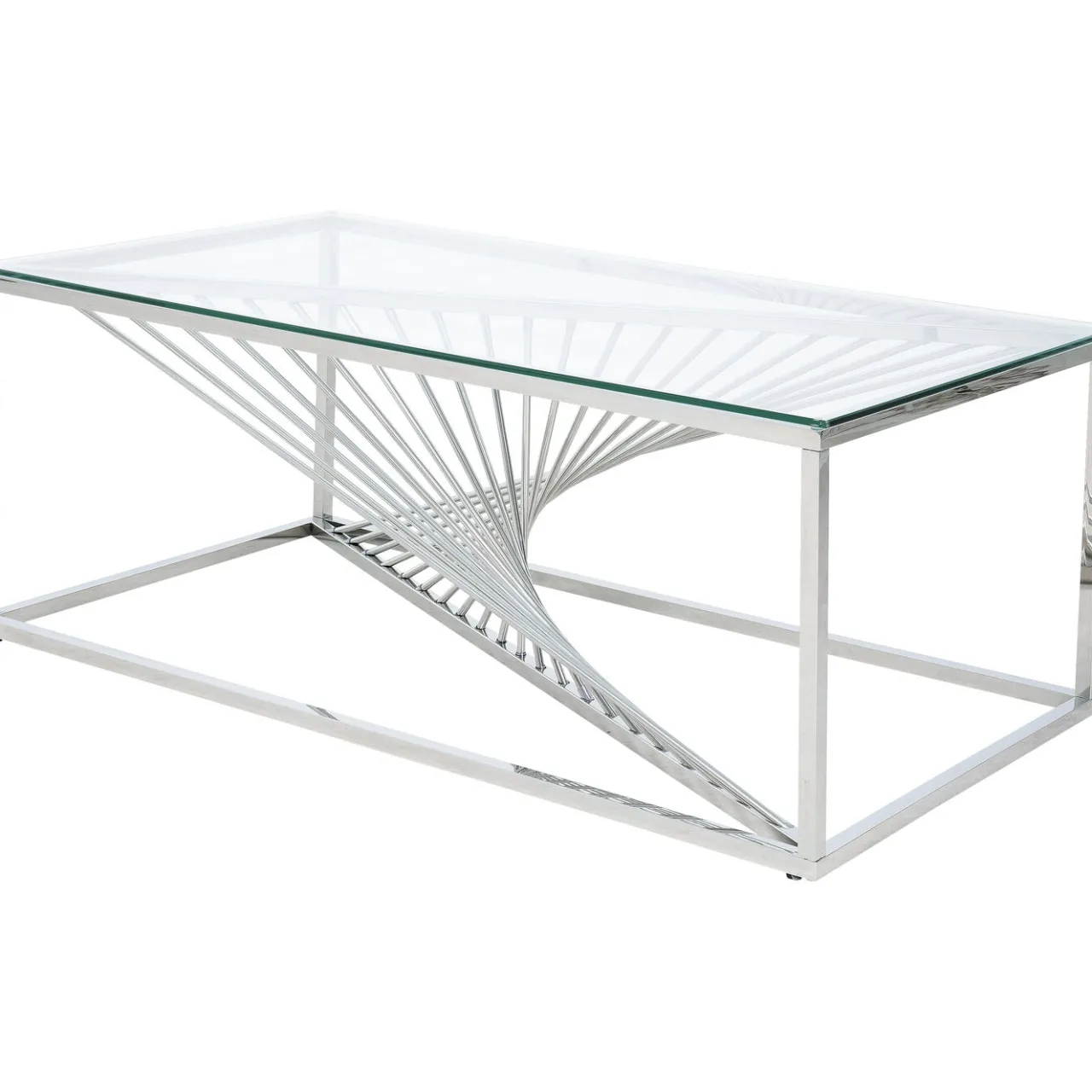 KARE Design Table Basse Laser Argente-Verre Clair 120X60Cm New