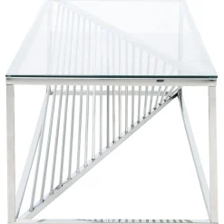 KARE Design Table Basse Laser Argente-Verre Clair 120X60Cm New