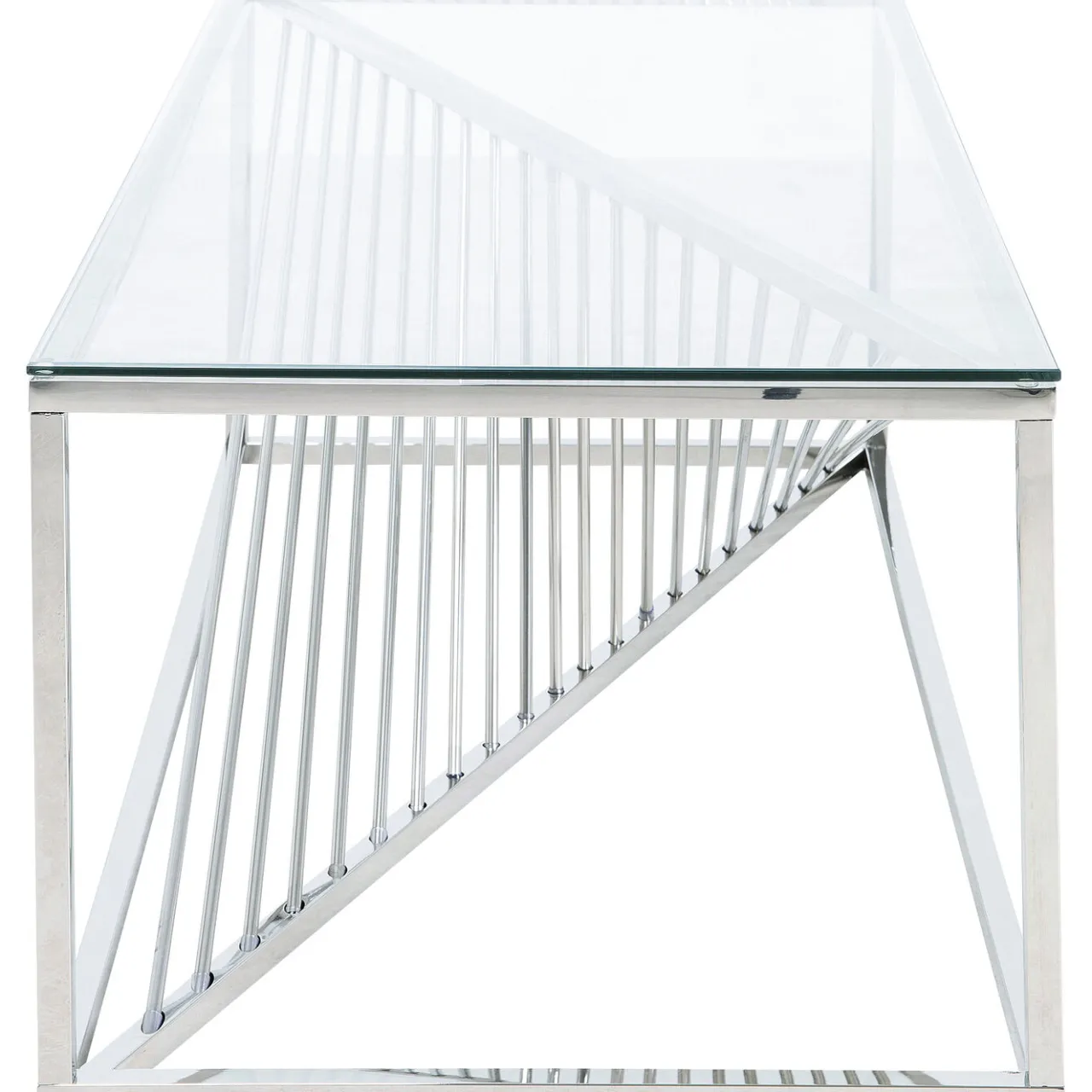 KARE Design Table Basse Laser Argente-Verre Clair 120X60Cm New