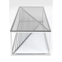 KARE Design Table Basse Laser Argente-Verre Clair 120X60Cm New